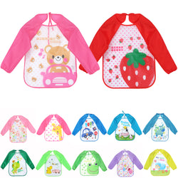0-3 Years Multi Colors and Cartoon Printed Long Sleeve Baby Feeding Smock ***FREE INSURED SHIPPING.