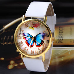 Fashion Butterfly PU Leather Strap Watch