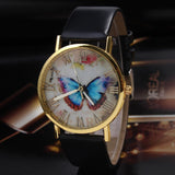Fashion Butterfly PU Leather Strap Watch